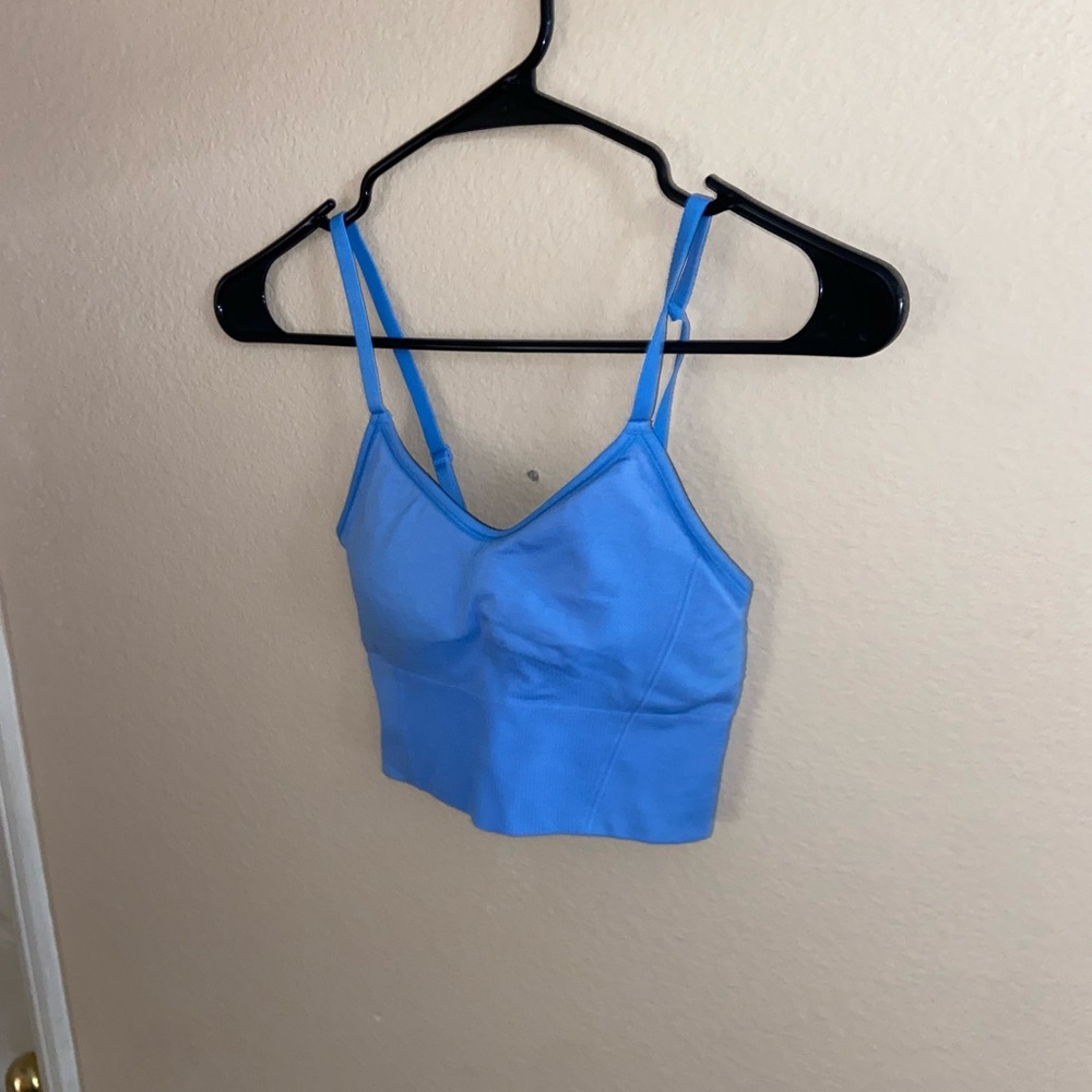 Fitness blue light support bra athletic wear y2k open back cute padded yoga top